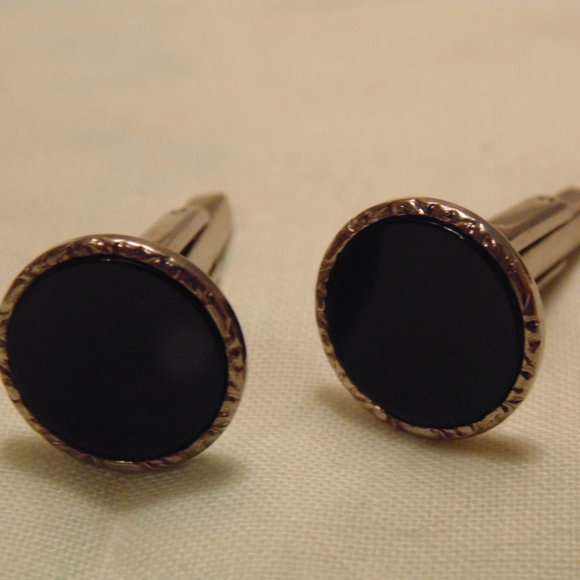 Vintage Hickock Black/Silver Cufflinks - Picture 1 of 7